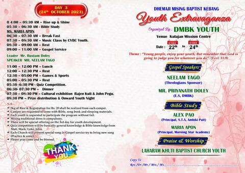 DMBK youth department, organizing a youth Extravaganza from October 22nd to October 24th, 2023